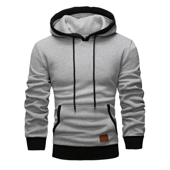 Light Grey Mens Drawstring Hoodie - Picture 1 of 3